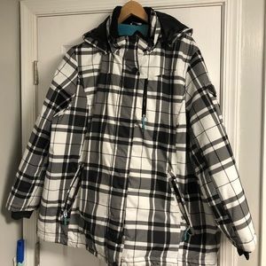 Zeroxposur White Black Plaid plus Size Ski Jacket